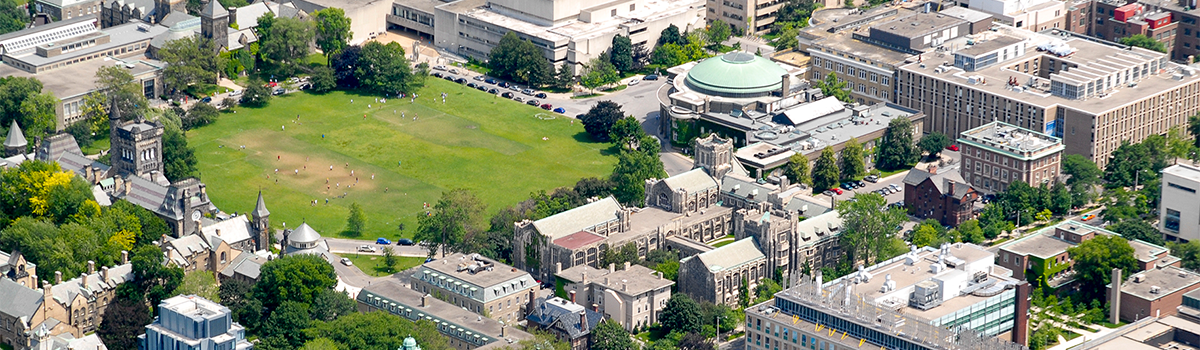 Landscape aerial view of University of Toronto's St. George campus.