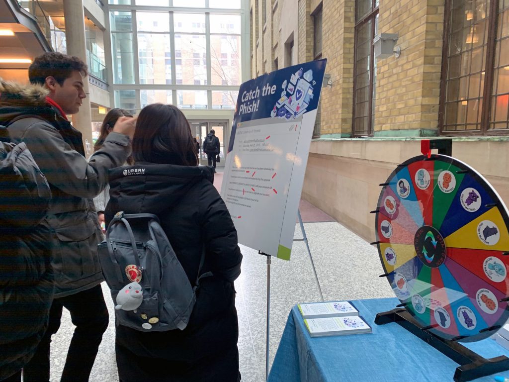 Students visiting Data Privacy Day 2020 booth at Bahen Centre