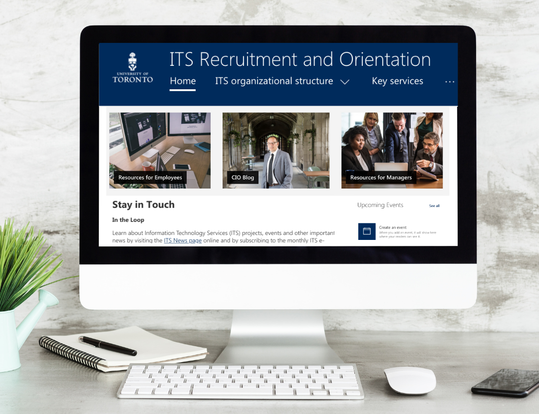 Screen shot of the ITS Recruitment and Orientation website homepage.
