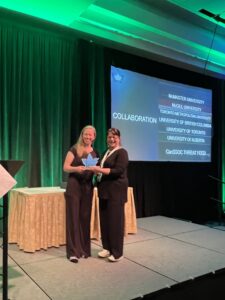 Jill Kowalchuk accepting the Collaboration Award.