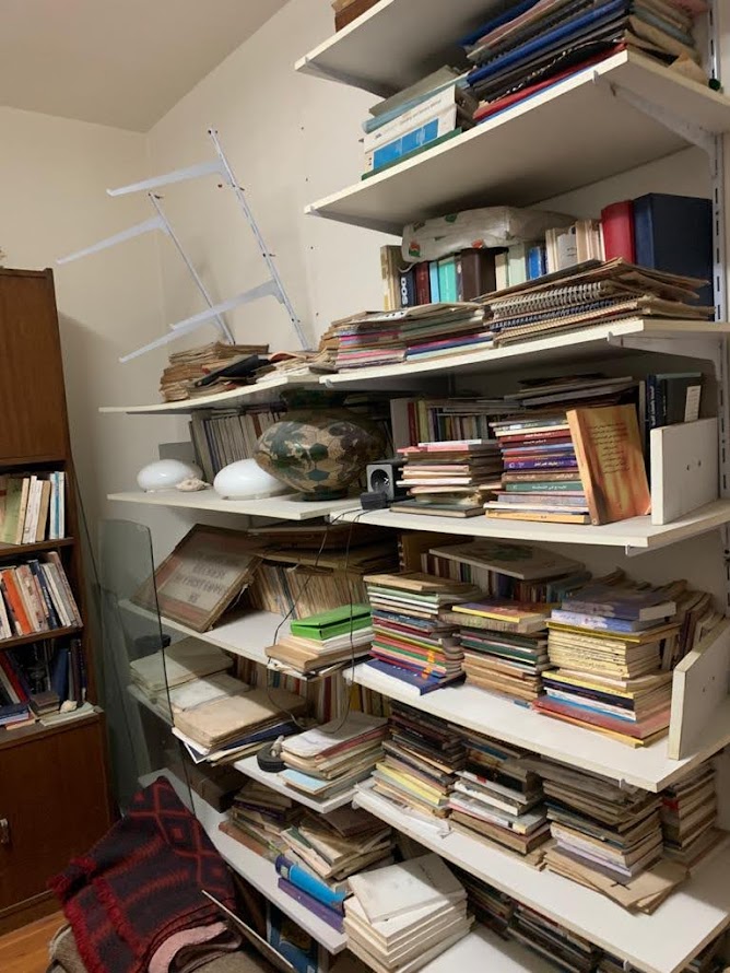 Bookshelves filled with used books