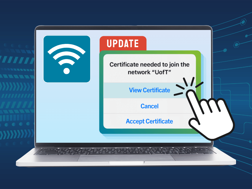 User clicking on the view certification option in the update window